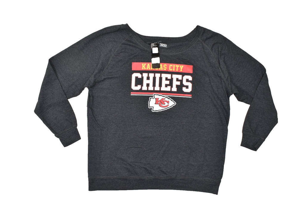NFL Kansas City Chiefs Gray Long Sleeve Pullover Sweatshirt Plus Size 4XW Cotton